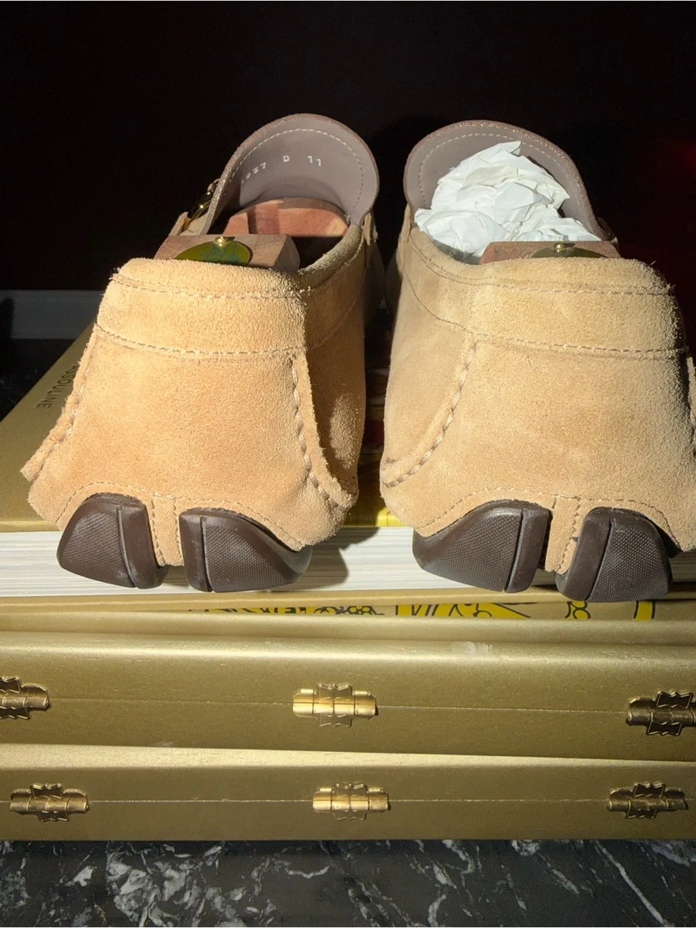 Salvatore Ferragamo Tan Suede Bit Loafers